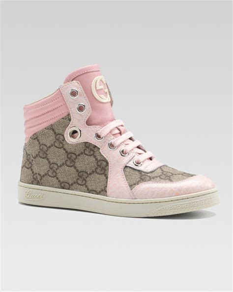 women's pink gucci shoes|pink Gucci sneakers high top.